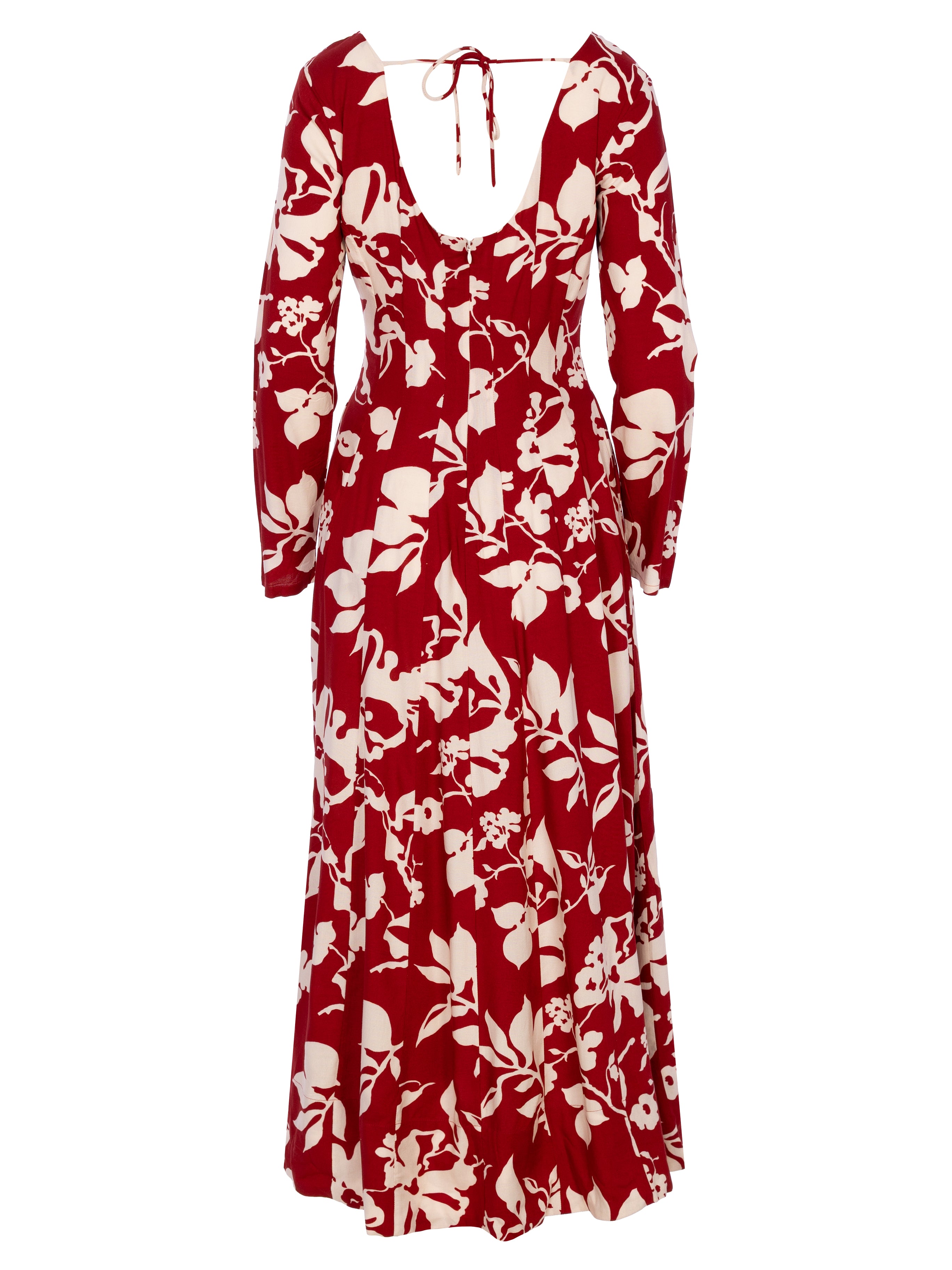 CORDELIA RED - Vestido largo rojo con flores blancas, para invitadas de boda, fiesta y eventos de primvera y verano. MIOH es la marca española de vestidos de fiesta mas de moda, preferida por influencers y famosas de España