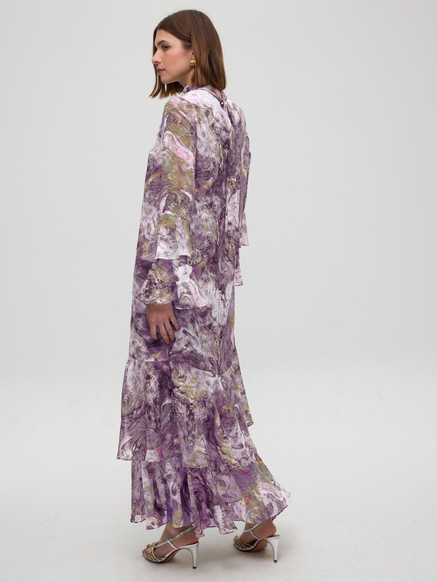 mioh | ATHOS PURPLE - Vestido + Capa larga estampado verde