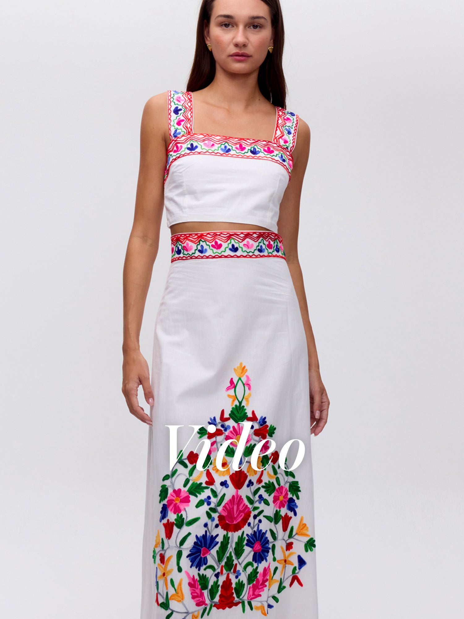 MIOH | CACAO SKIRT WHITE  - Falda midi bordada blanca para invitada de boda